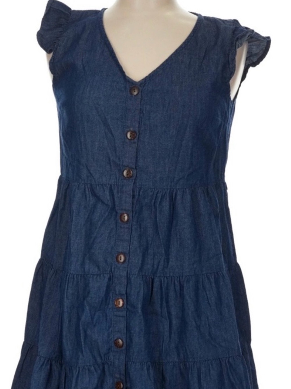 Women's Navy Blue Button-Front Mini Dress